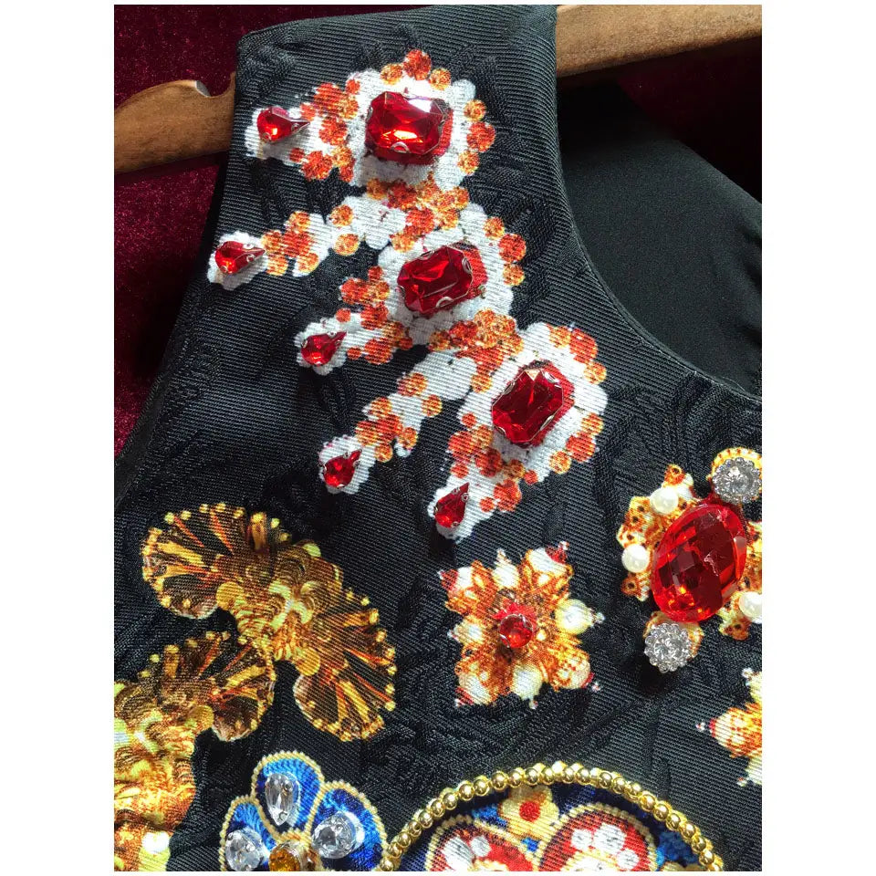 Black Floral Sleeveless Dress with Our Lady Design