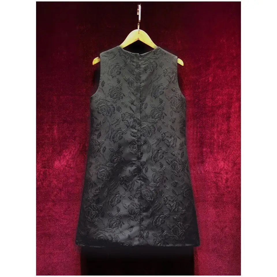 Black Floral Sleeveless Dress with Our Lady Design