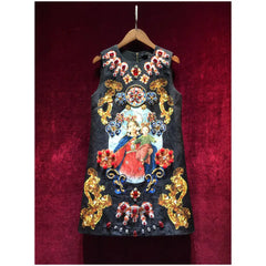 Black Floral Sleeveless Dress with Our Lady Design