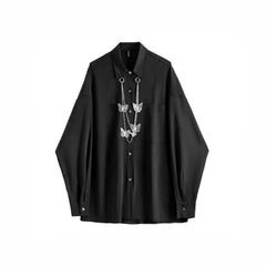 Black Gothic Butterflies Necklace and Shirt - One Size -