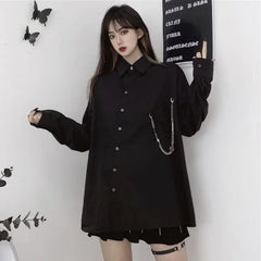 Black Gothic Long Sleeve Loose Shirt