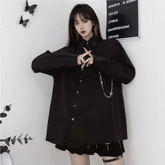 Black Gothic Long Sleeve Loose Shirt