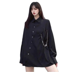 Black Gothic Long Sleeve Loose Shirt