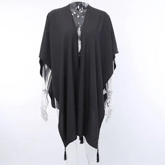 Black Gothic Oversized Cape Moon Phase Design One Size