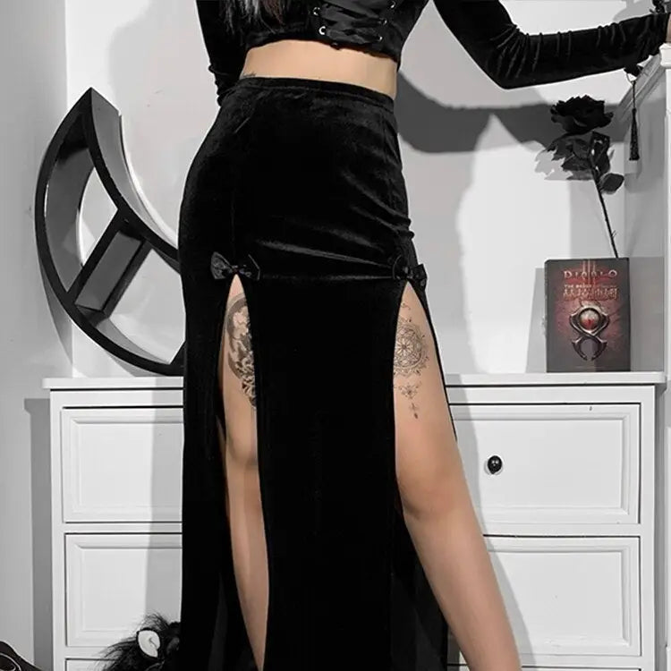 Black Gothic Punk Slit Skirts