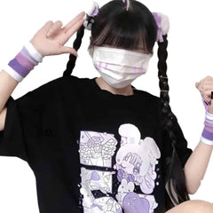 Black Harajuku Kawaii Print T-Shirt