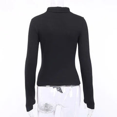 Black Hollow Turtleneck Zipper Bodycon Sweater
