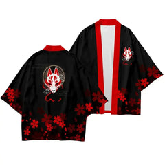 Black Kimono With Traditional Japanese Print