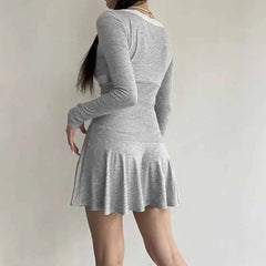 Black Lace Long Sleeve Bodycon Mini Dress