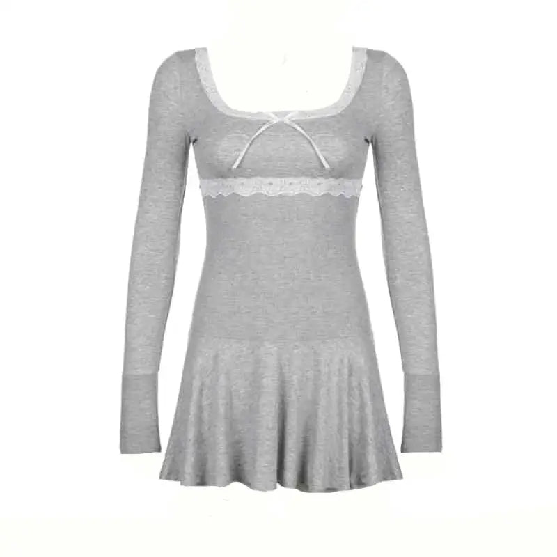 Black Lace Long Sleeve Bodycon Mini Dress