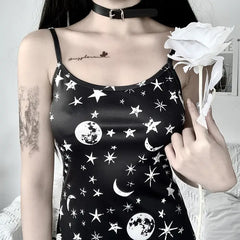 Black Moon and Stars Strappy Dress