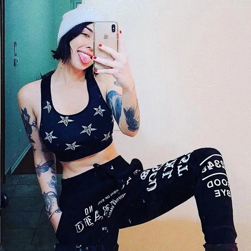 Black Ouija Pentagram Sweatpants for Men and Women