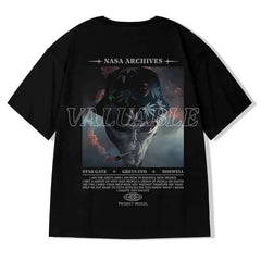 Black Oversize Printed Short Sleeve T-shirt