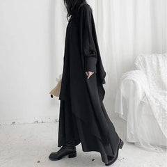 Black Oversized Irregular Dark Gothic Shirt