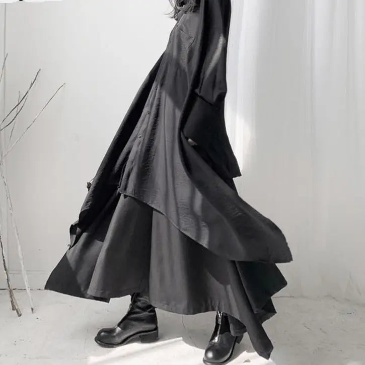 Black Oversized Irregular Dark Gothic Shirt