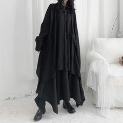 Black Oversized Irregular Dark Gothic Shirt