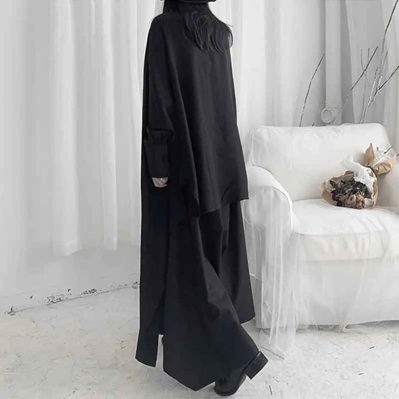 Black Oversized Irregular Dark Gothic Shirt