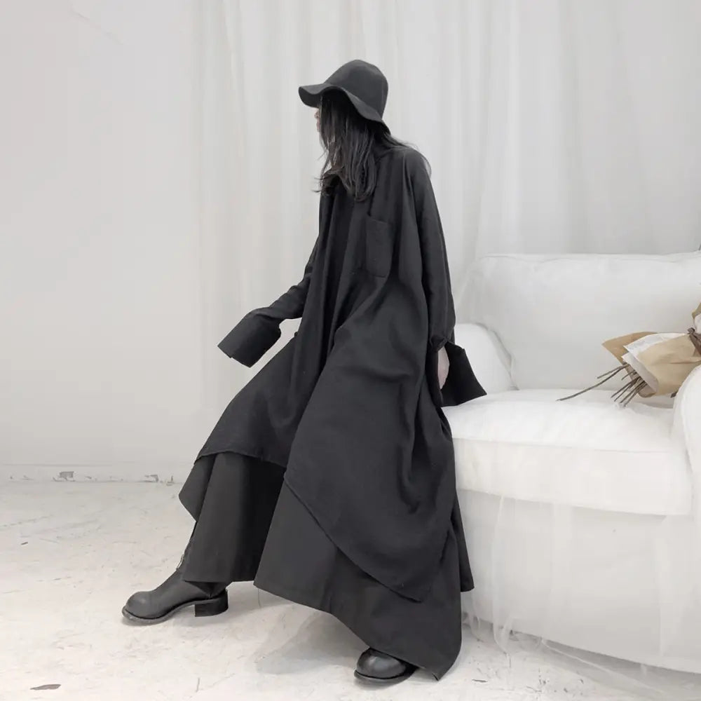 Black Oversized Irregular Dark Gothic Shirt