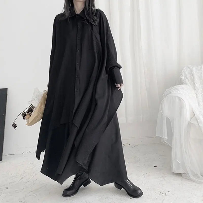 Black Oversized Irregular Dark gothic style Shirt