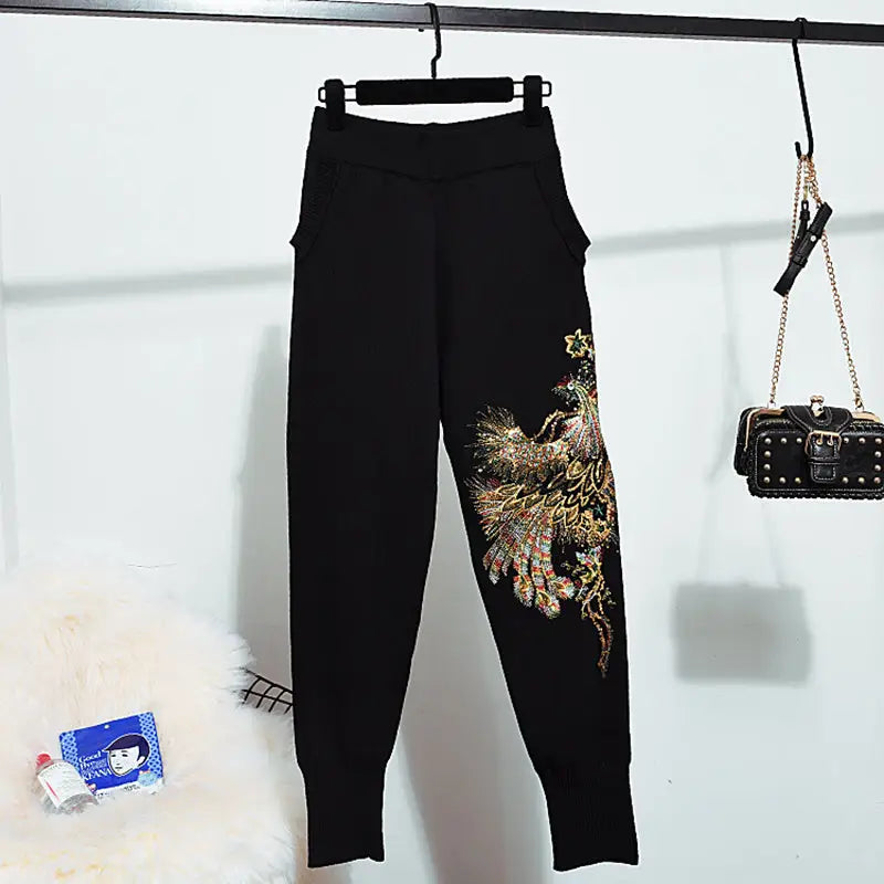 Black Phoenix Harem Pants and Sweatshirt Set