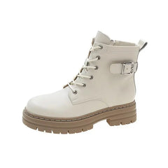 Black PU Vegan Leather Boots Waterproof Lace Up Euro Size