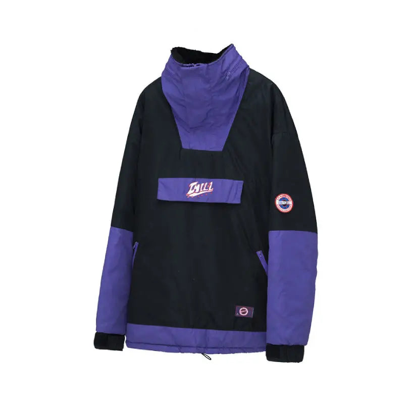 Black Purple Hip-Hop Jacket with Neck Protection