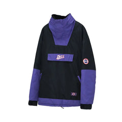 Black Purple Hip-Hop Jacket with Neck Protection