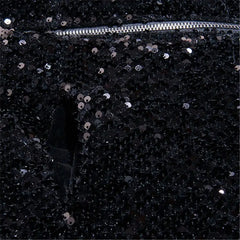 Black Sequins Winter Hooded Padded Loose Coat