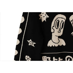 Black Turtleneck Knitted Sweater for Men One Size