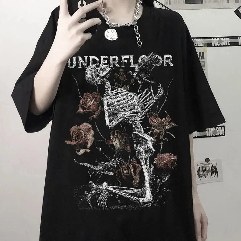 Black Under Floor Skull T-Shirt