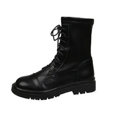 Black Vegan Leather Platform Combat Boots Euro Size