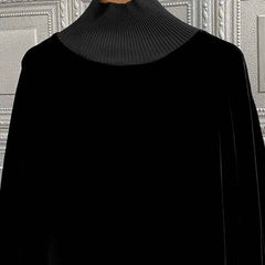 Black Velvet Winter Turtleneck Loose Sweatshirts