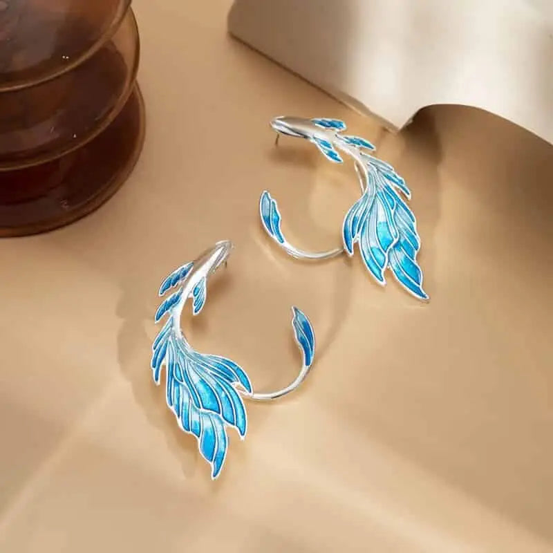 Blue Fairy Elf Ear Cuffs Clip On Earrings
