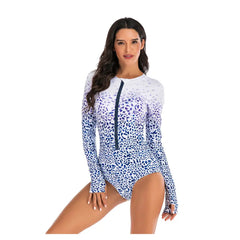 Blue Roses One-piece Long-Sleeve Swimwear