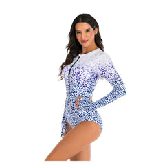 Blue Roses One-piece Long-Sleeve Swimwear