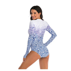 Blue Roses One-piece Long-Sleeve Swimwear