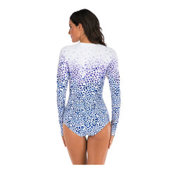 Blue Roses One-piece Long-Sleeve Swimwear