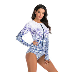 Blue Roses One-piece Long-Sleeve Swimwear