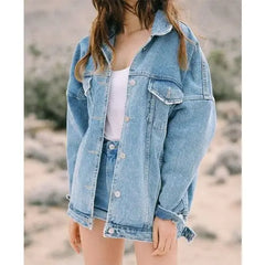Blue Sky Denim Jacket Mid Length Loose Fit