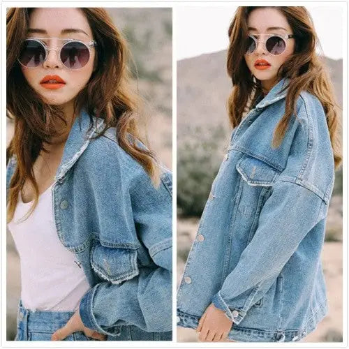 Blue Sky Denim Jacket Mid Length Loose Fit