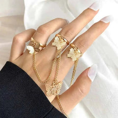 Bohemian Gold Color Heart Ring Set Geometric Design 17035