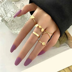Bohemian Gold Color Heart Ring Set Geometric Design 17348