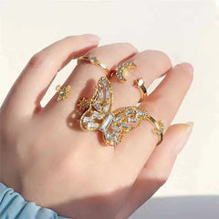 Bohemian Gold Color Heart Ring Set Geometric Design 17356