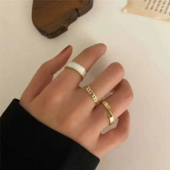 Bohemian Gold Color Heart Ring Set Geometric Rings - 16801