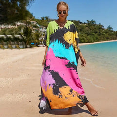 Bohemian Robe Printed Tie Dye Rayon Dress