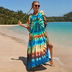 Bohemian Robe Printed Tie Dye Rayon Dress