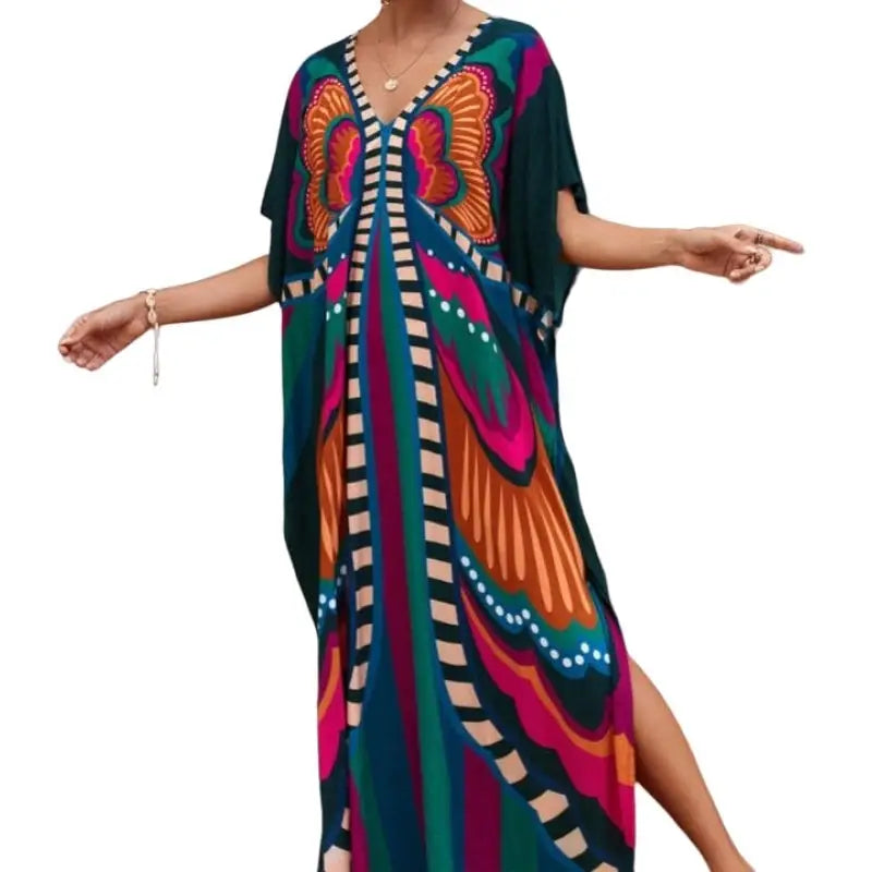 Bohemian Robe Printed Tie Dye Rayon Dress