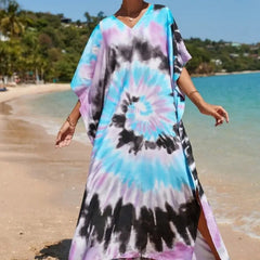 Bohemian Robe Printed Tie Dye Rayon Dress