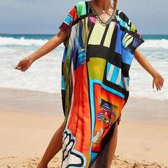 Bohemian Robe Printed Tie Dye Rayon Dress