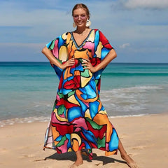 Bohemian Robe Printed Tie Dye Rayon Dress